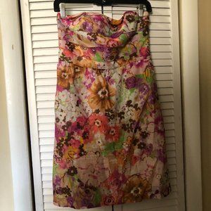 J.Crew Sunshine Peony Hibiscus Strapless Dress Women's 4 Floral Mini Tube Line